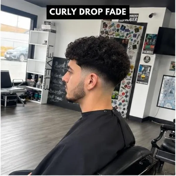 Curly drop fade at Norcal Barbershop in Eureka, CA